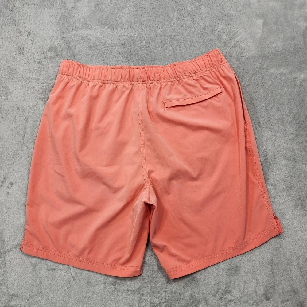 Nautica Swim Shorts Mens L Orange Peach Lined Drawstring Pockets Quick Dry Beach